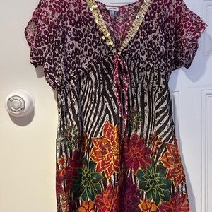 Multicolor Floral and Animal Print Dress